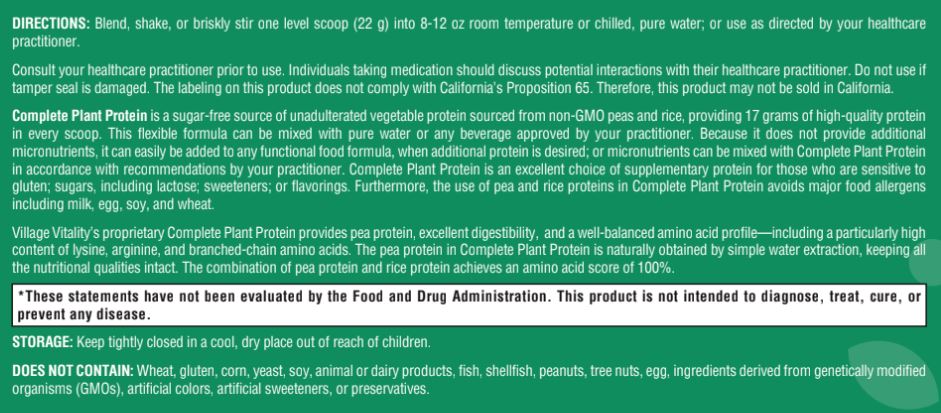 Complete Plant Protein - 10.37 oz Powder