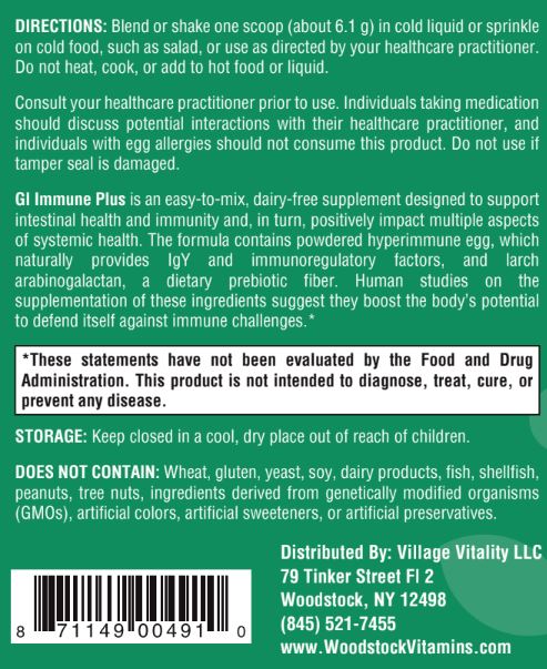 GI Immune Plus - Vanilla Flavor - 6.46 oz Powder
