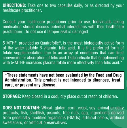 L-Methylfolate 1mg - 60 Capsules