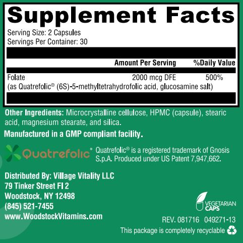 L-Methylfolate 1mg - 60 Capsules