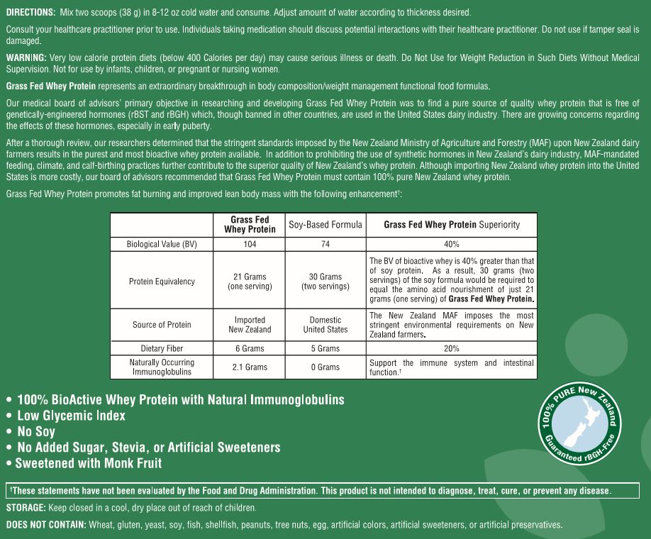 Grass Fed Whey Protein Vanilla - 18.77oz