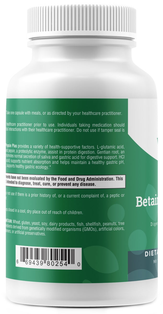 Betaine and Pepsin Plus - 90 Capsules