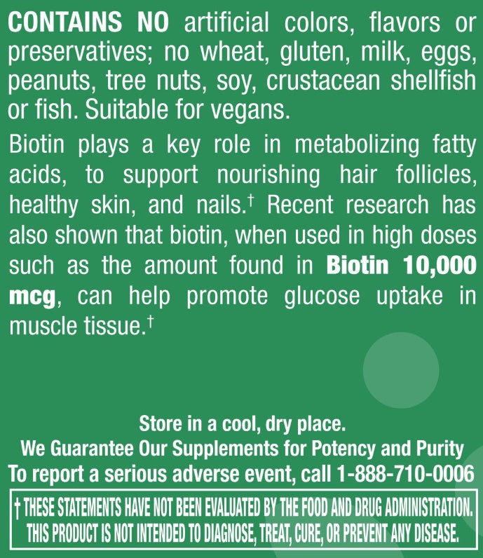 Biotin 10,000 mcg - 60 Capsules