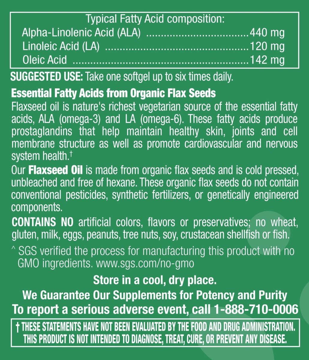 Flaxseed Oil 1,000mg - 90 Softgels