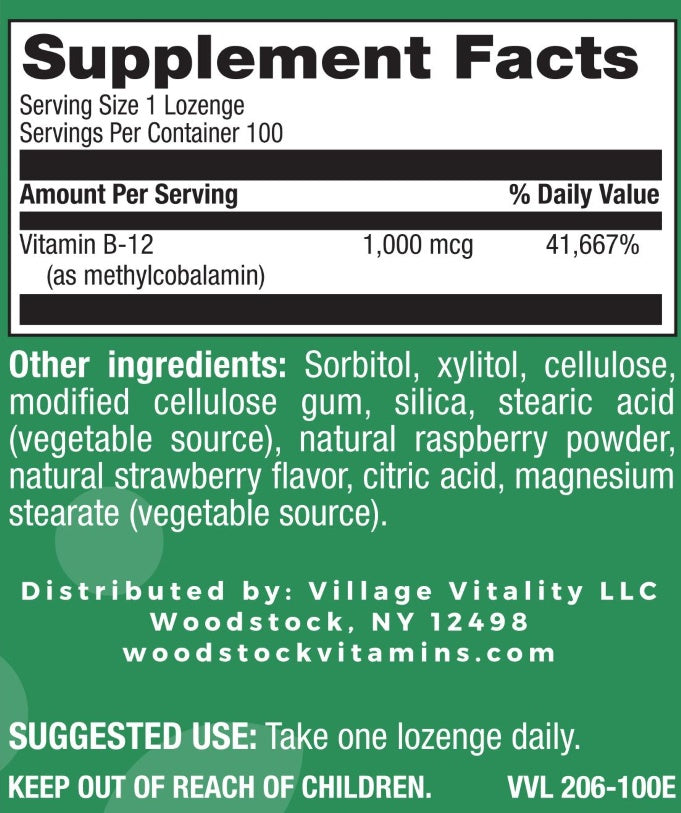 Methyl B12 1,000 mcg Natural Berry Flavor - 100 Lozenges