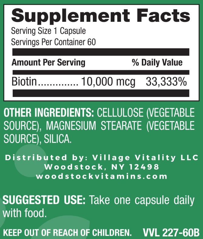 Biotin 10,000 mcg - 60 Capsules
