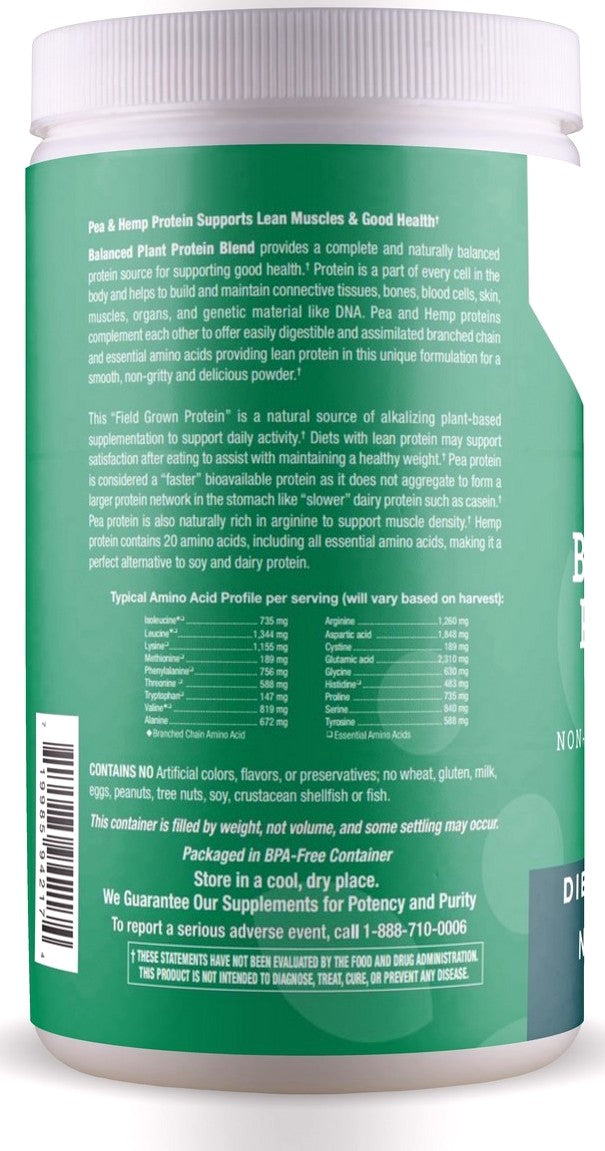 Organic Balanced Plant Protein Blend - Natural Vanilla Flavor - 13.8 oz Powder