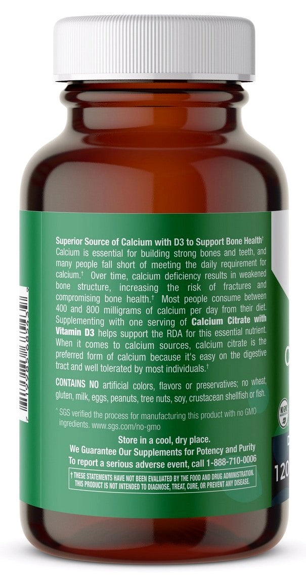 Calcium Citrate with Vitamin D3 - 120 Tablets