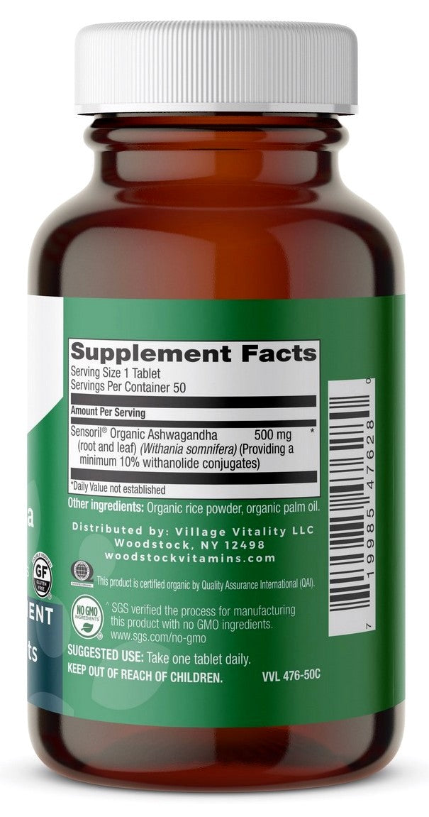 Organic Ashwagandha 500 mg - 50 Tablets
