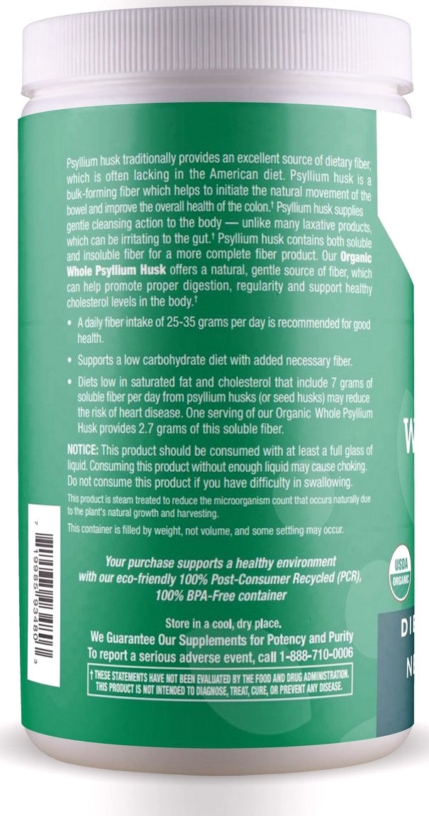 Organic Whole Psyllium Husk Powder - 12 oz