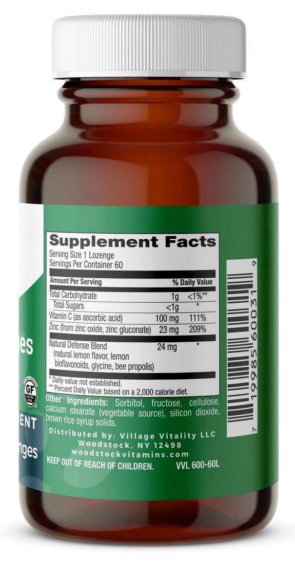 Zinc Lozenges - Cool Lemon Flavor - 60 Lozenges