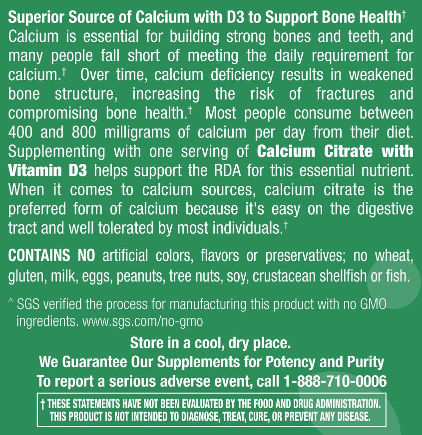 Calcium Citrate with Vitamin D3 - 120 Tablets