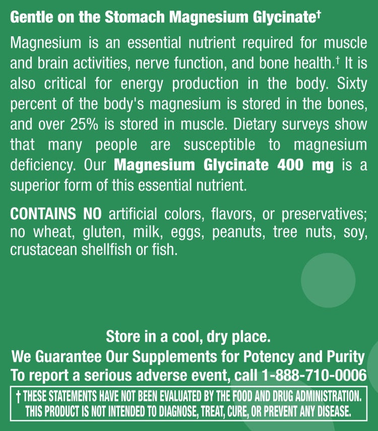 Magnesium Glycinate 400 mg - 90 Capsules