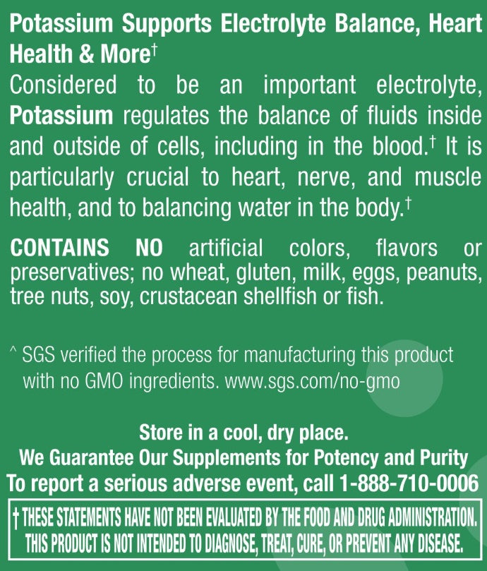 Potassium 99 mg - 100 Tablets