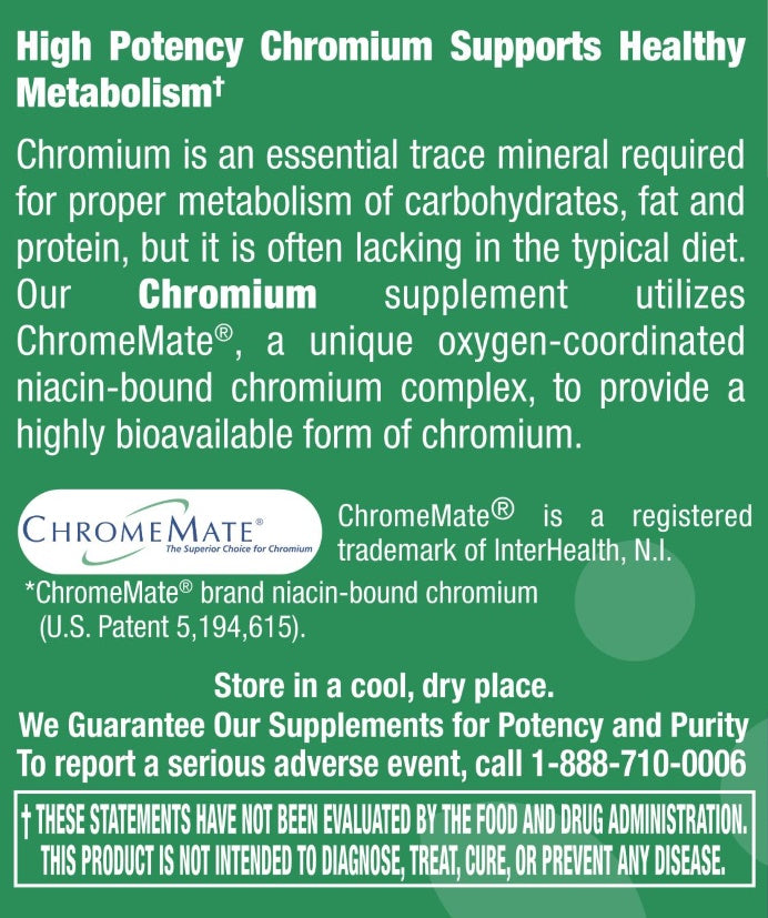 Chromium 200 mcg (Chromemate GTF) - 120 Tablets