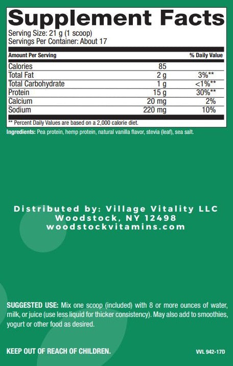 Organic Balanced Plant Protein Blend - Natural Vanilla Flavor - 13.8 oz Powder