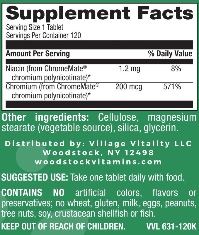 Chromium 200 mcg (Chromemate GTF) - 120 Tablets