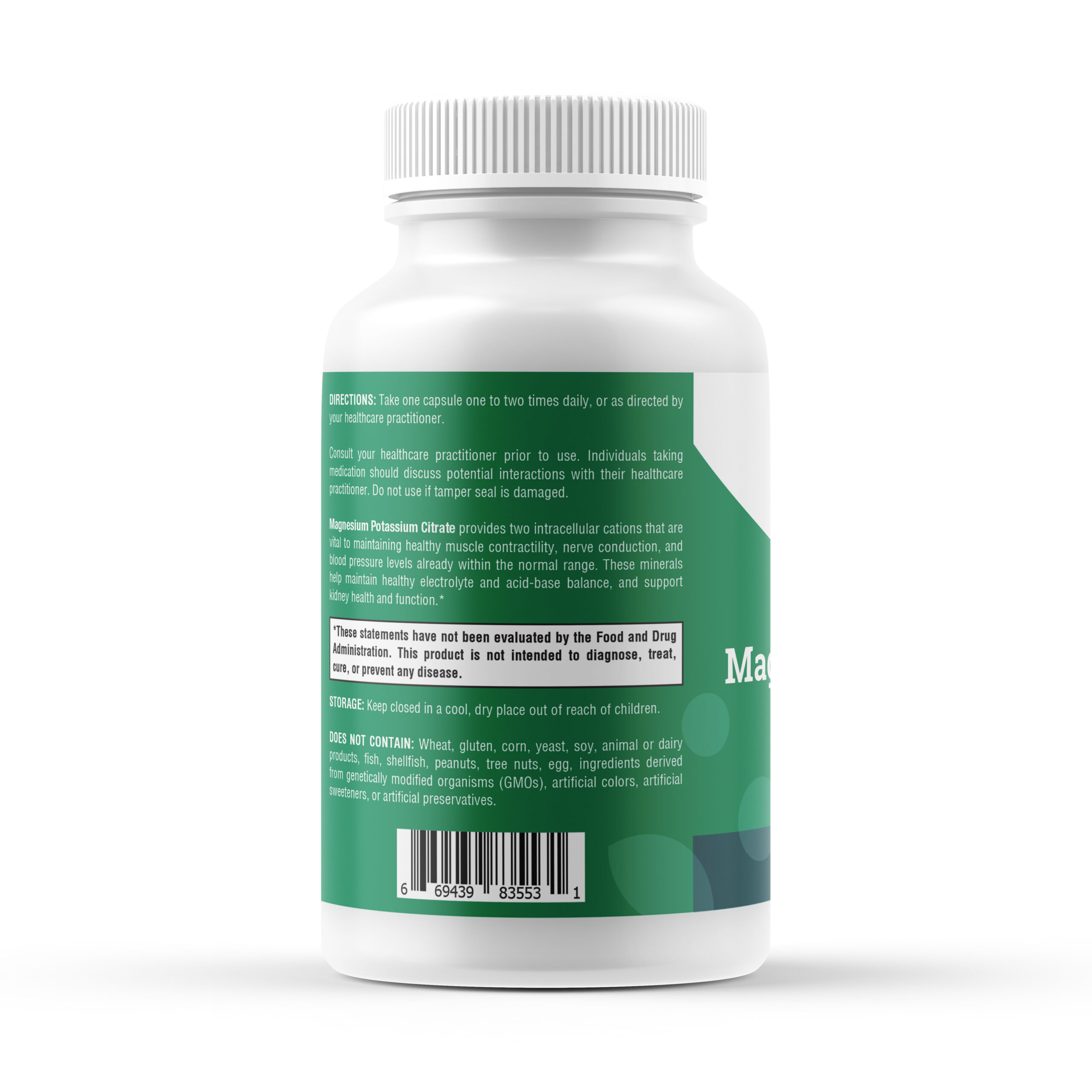 Magnesium Potassium Citrate - 60 Capsules - Image 2