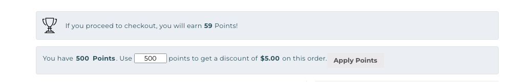 Rewards Points and Redemption at Checkout