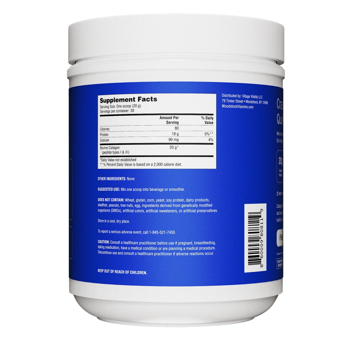 Collagen Peptides Powder Nutrition Panel - 600g